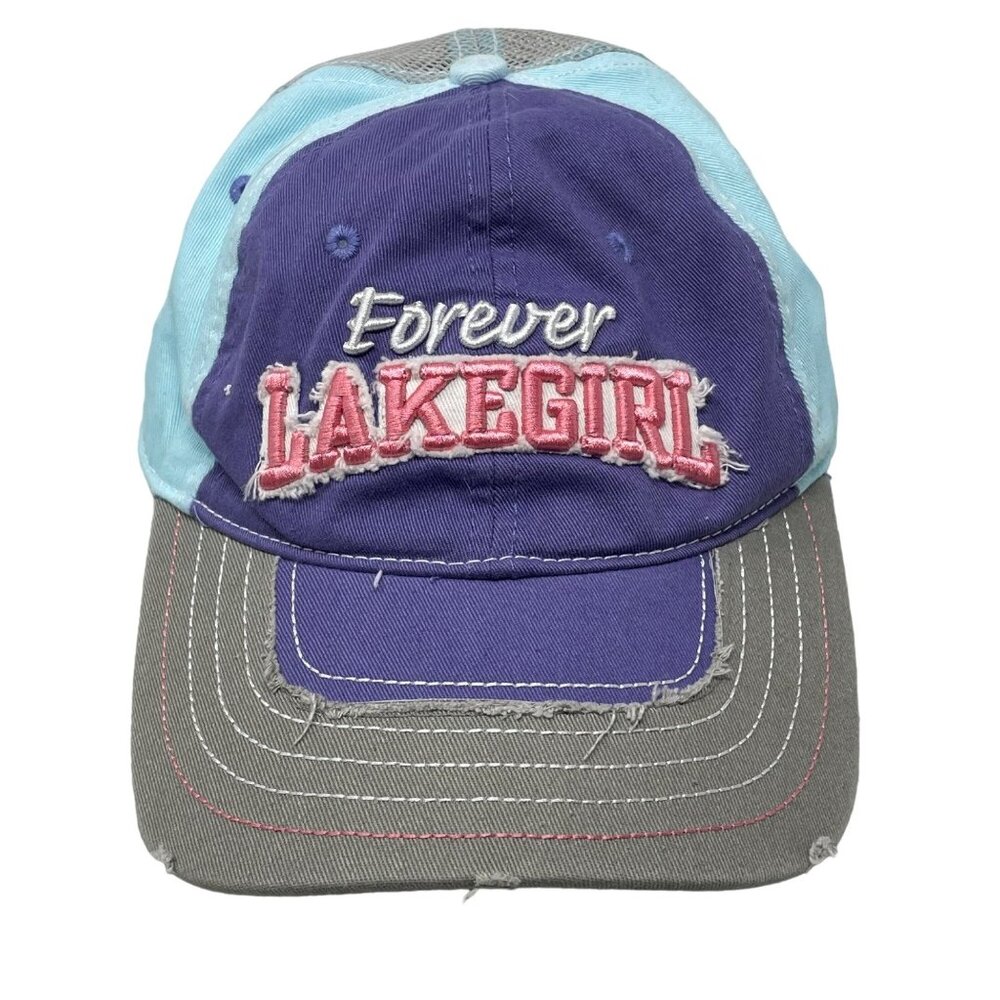 Lakegirl Trucker Hat Forever Mesh Back Adjustable One Size Purple Gray Blue
